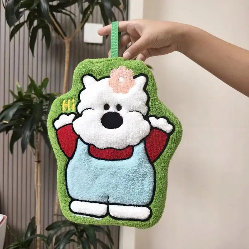 Cute Puppy Cartoon Hand Towel – Quick-Dry Coral Fleece Cartoon Hand Towel Axl A6