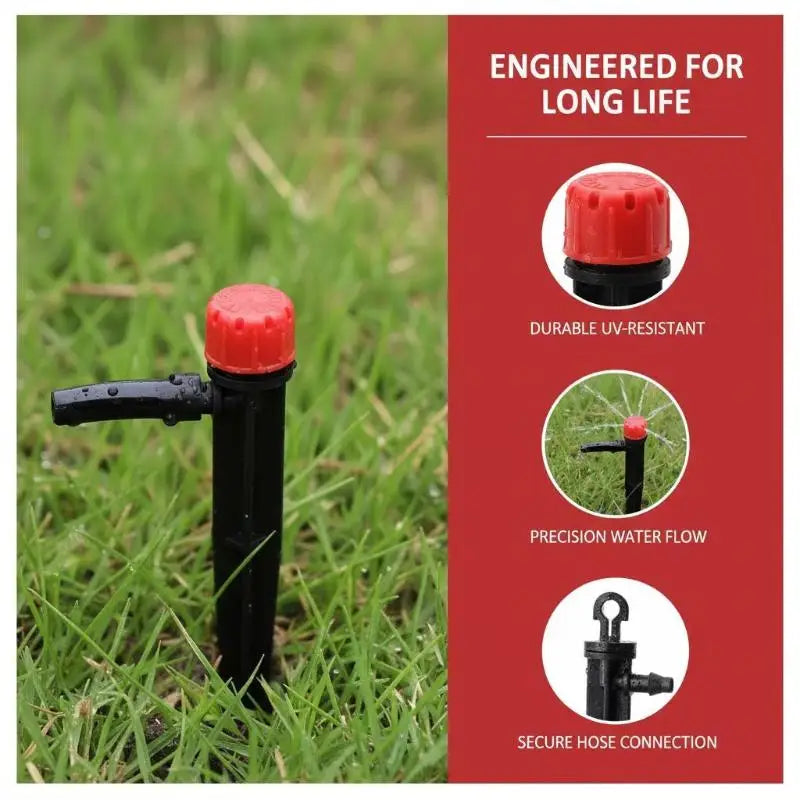 50-Pack 360° Adjustable Drip Emitters for 1/4" Irrigation Tubing Drip Irrigation Emitters Axl