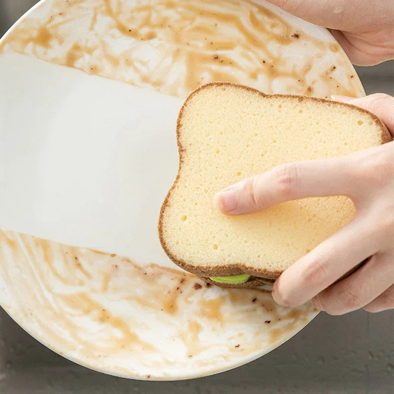 Toast Shape Dish Sponge – Cute Kitchen Scrubber & Dishcloth Kitchen Scrubber Sponge Axl