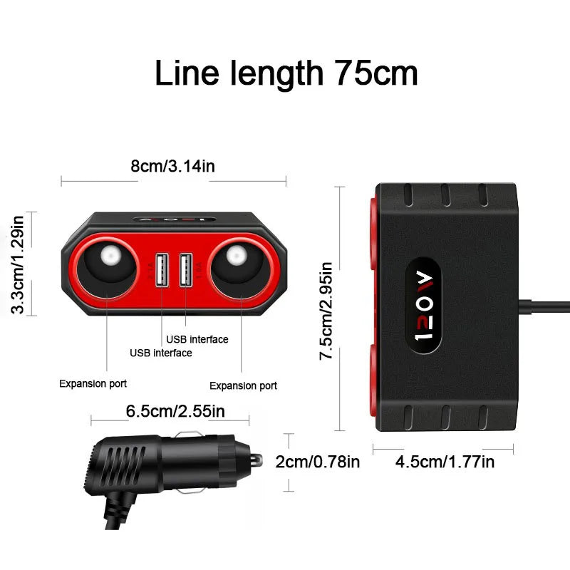 4-Port 120W USB Car Charger Fast Charge 12-24V | CH33 USB Car Charger Axl