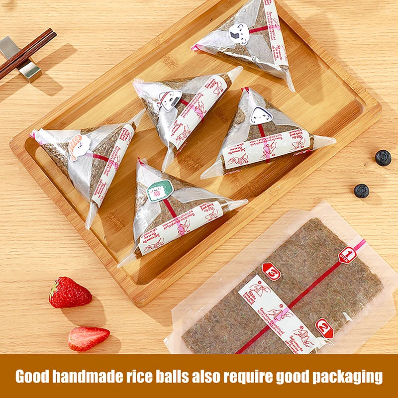 Disposable Triangle Onigiri Bags – Rice Ball Wrap 10/50/100 Pcs Food Packaging Bags Axl