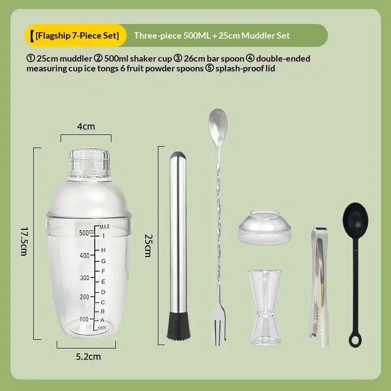 Cocktail Shaker & Jigger Set 3/5/7 Pcs – Home Bar Kit Cocktail Shaker Set Axl 500ML 7PCS