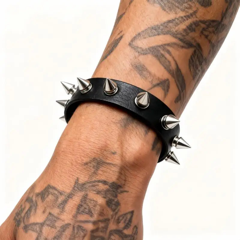 Gothic Studded Punk PU Leather Bracelet – Unisex Wristband Punk Leather Bracelet Axl