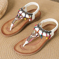 HAJINK Women's Bead String Flat Sandals – Low Wedge Summer Women's Flat Sandals Axl WHITE 42