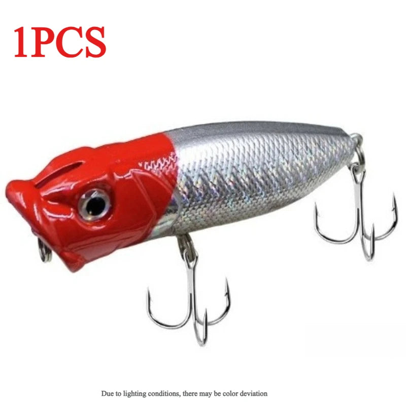 9cm 12g Floating Popper Hard Lure – Freshwater & Saltwater Fishing Popper Lure Axl sliver-1pcs
