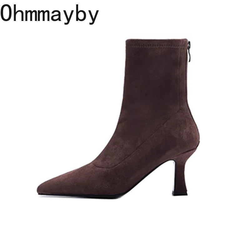 Vintage Pointed Toe Women's Ankle Boots | High Heel Booties Ankle Boots Axl