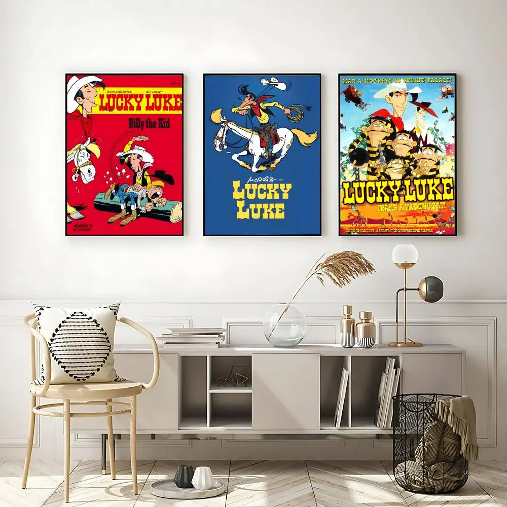 Lucky Luke Cartoon HD Poster – Self-Adhesive Waterproof Wall Art Wall Art Poster Axl