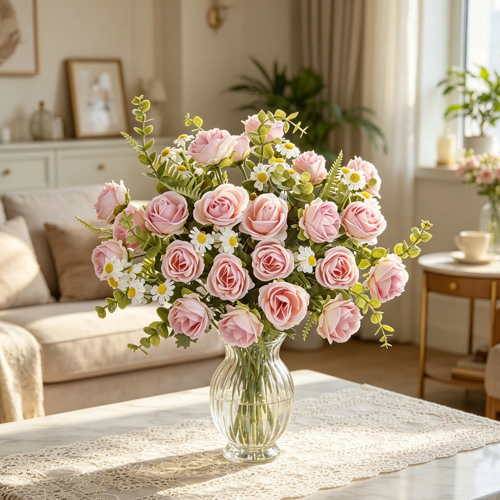 Silk Rose Artificial Flower Bouquet for Wedding & Home Decor Artificial Flower Bouquet Axl