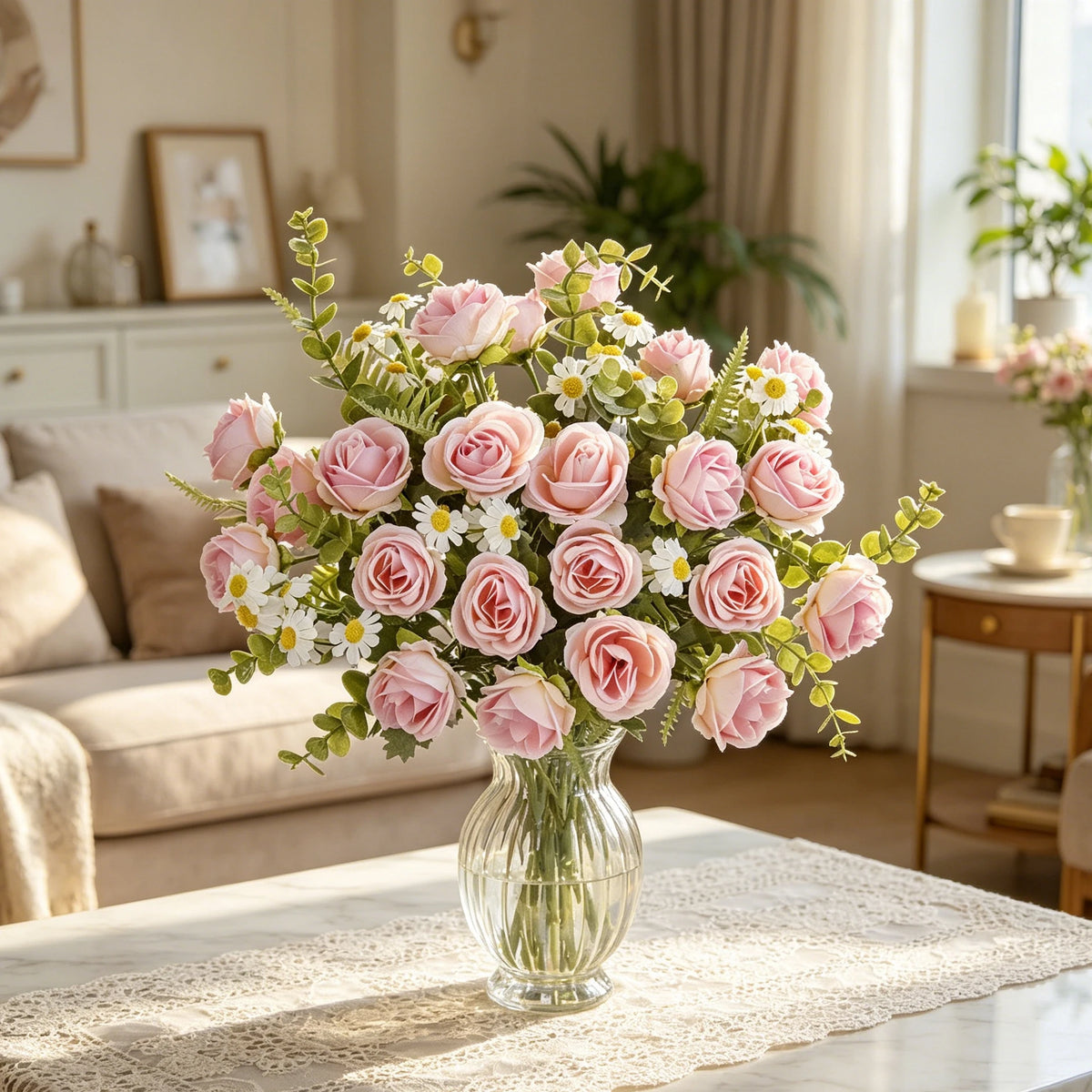 Silk Rose Artificial Flower Bouquet for Wedding & Home Decor Artificial Flower Bouquet Axl