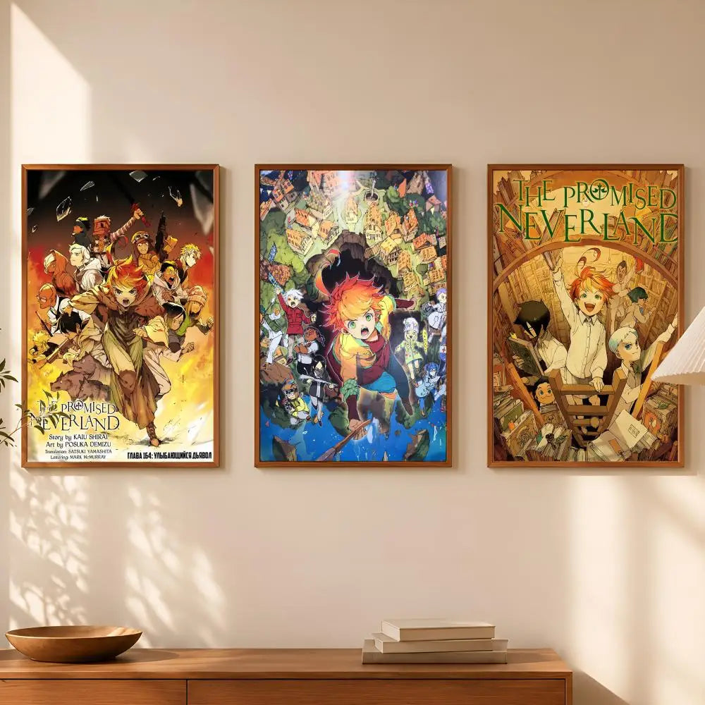 The Promised Neverland Anime Poster – HD Self-Stick PVC Wall Art Anime Wall Poster Axl