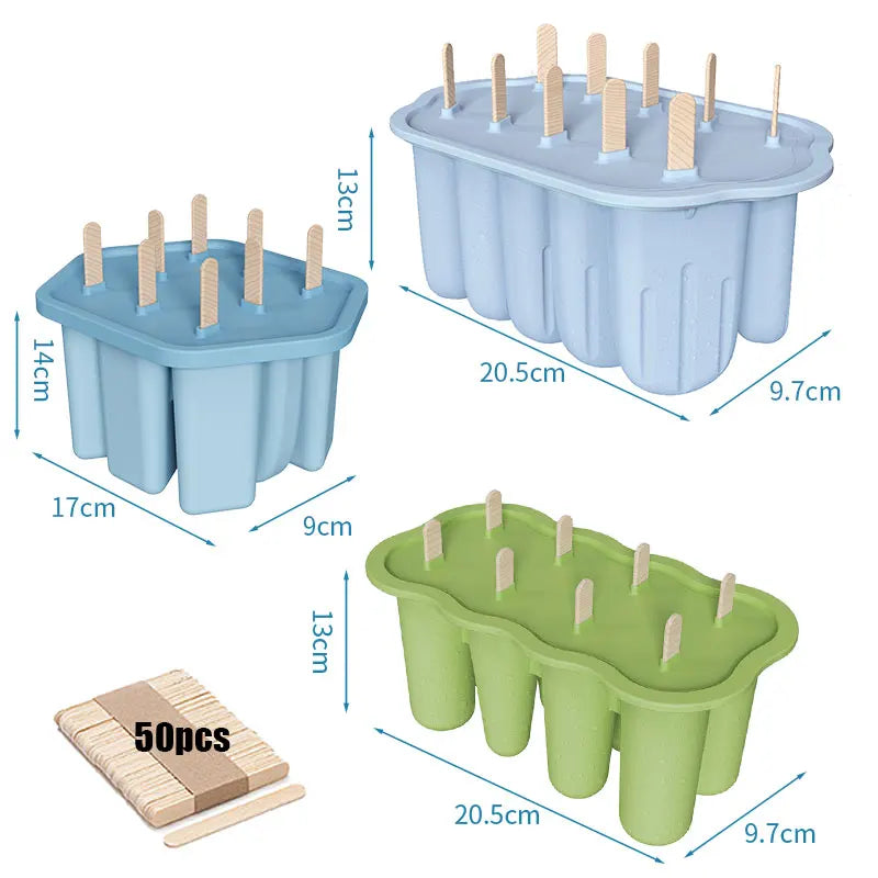 Silicone Popsicle Mold Set – Easy Release Ice Pop Maker & Sticks Popsicle Mold Set Axl