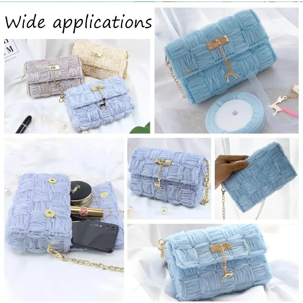 DIY Crochet Bag Kit – Mesh Canvas, Ribbon & Knitting Needles DIY Crochet Bag Kit Axl