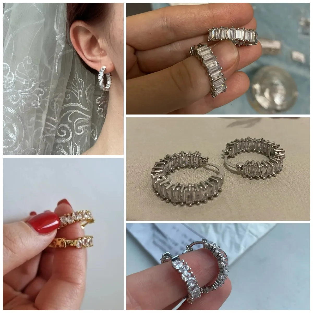 Huitan Pear-Shaped CZ Hoop Earrings – Cubic Zirconia Women CZ Hoop Earrings Axl