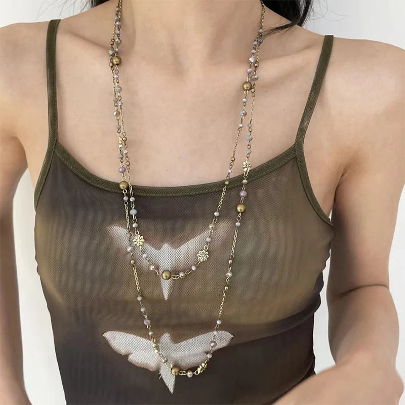 Bohemian Beaded Long Sweater Necklace – Women's Stackable Beaded Necklace Axl