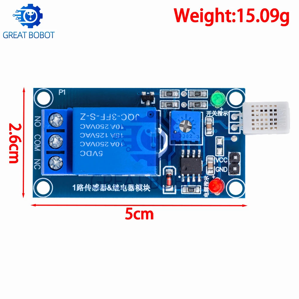 HR202 Humidity Sensor Relay Module DC 5V 12V 1-Channel Humidity Relay Module Axl