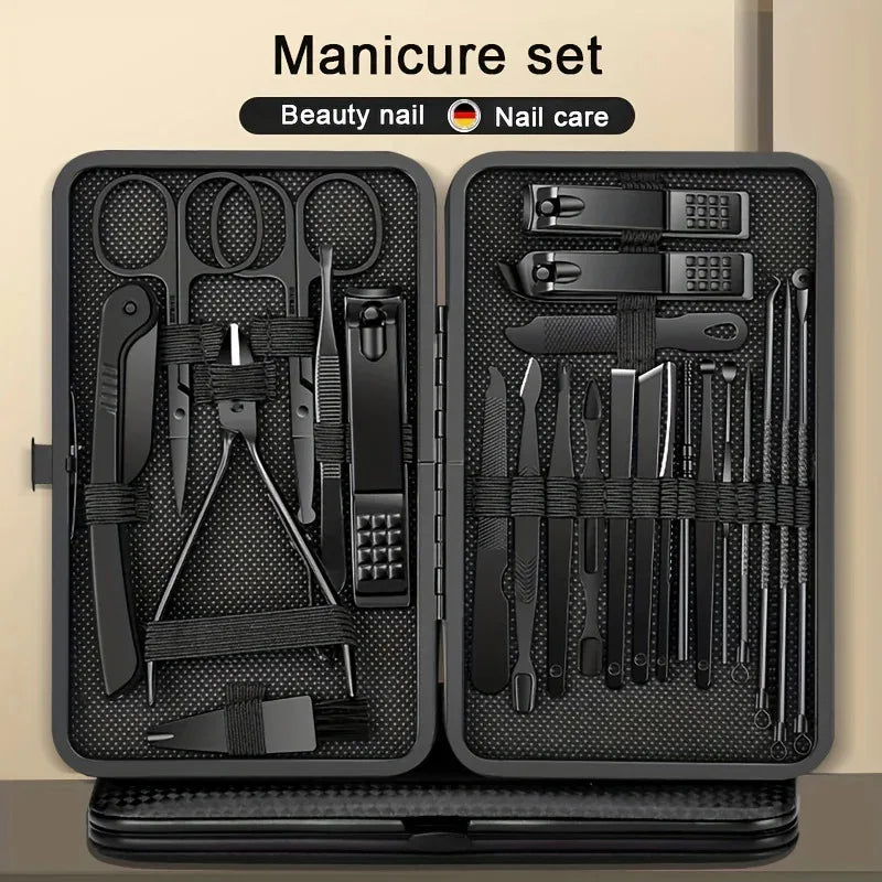Stainless Steel Manicure & Pedicure Nail Clipper Set 8–24 Pcs Nail Grooming Kit Axl