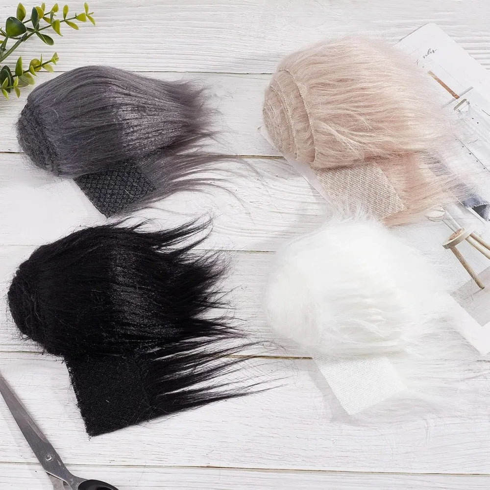 Faux Fur Fabric Strips – 4 Colors Shaggy Plush Craft Patches Faux Fur Fabric Axl