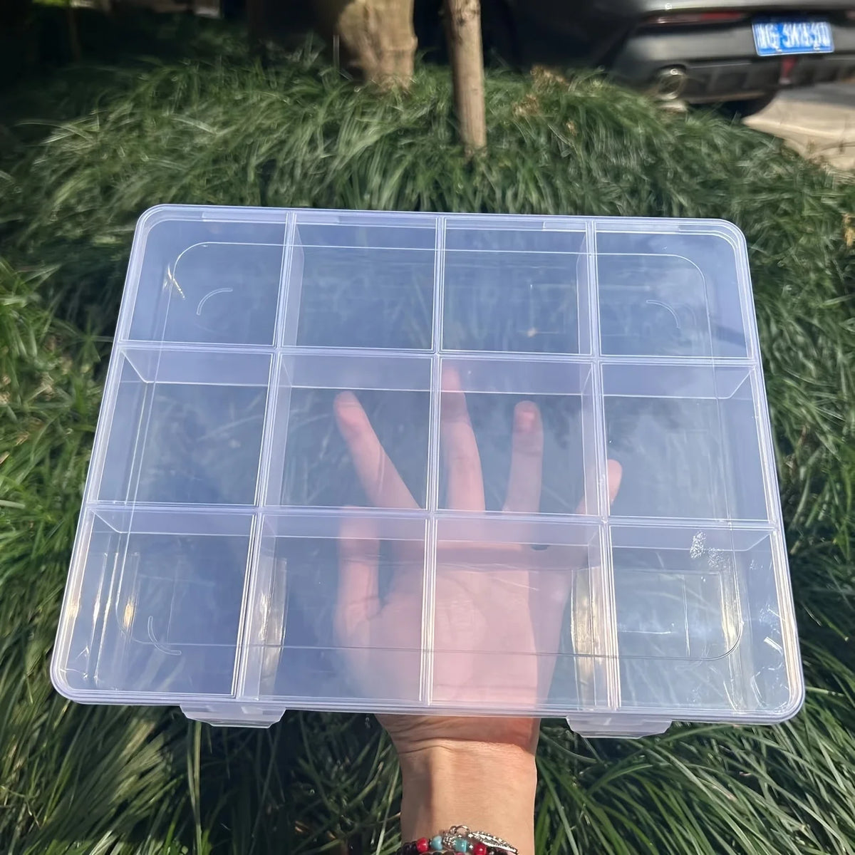 12-Compartment Transparent Storage Box with Card Slots Compartment Storage Box Axl large 12-grid-1pc