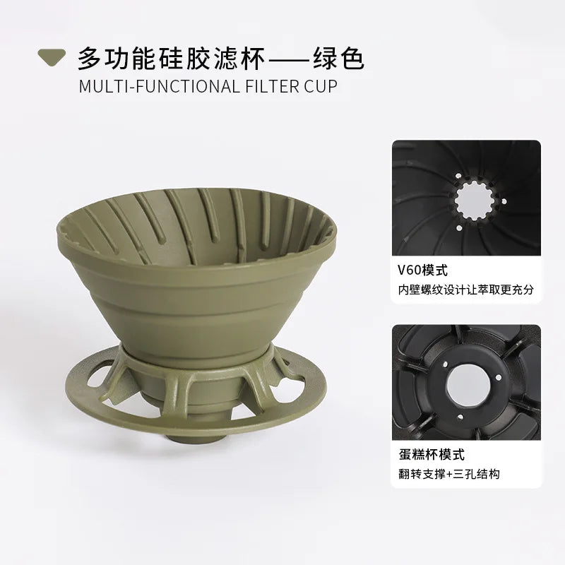 Foldable Silicone Coffee Filter – Reusable Pour Over Dripper Coffee Filter Dripper Axl green