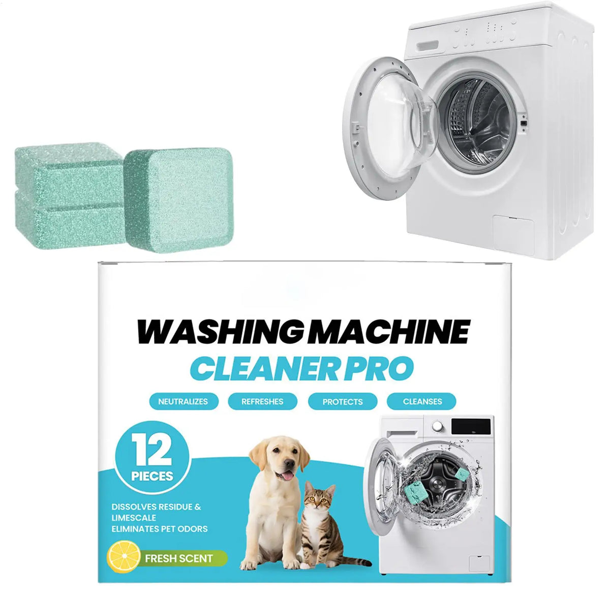 12-Pack Pet Hair Washing Machine Cleaner & Descaler Tablets Washing Machine Cleaner Axl