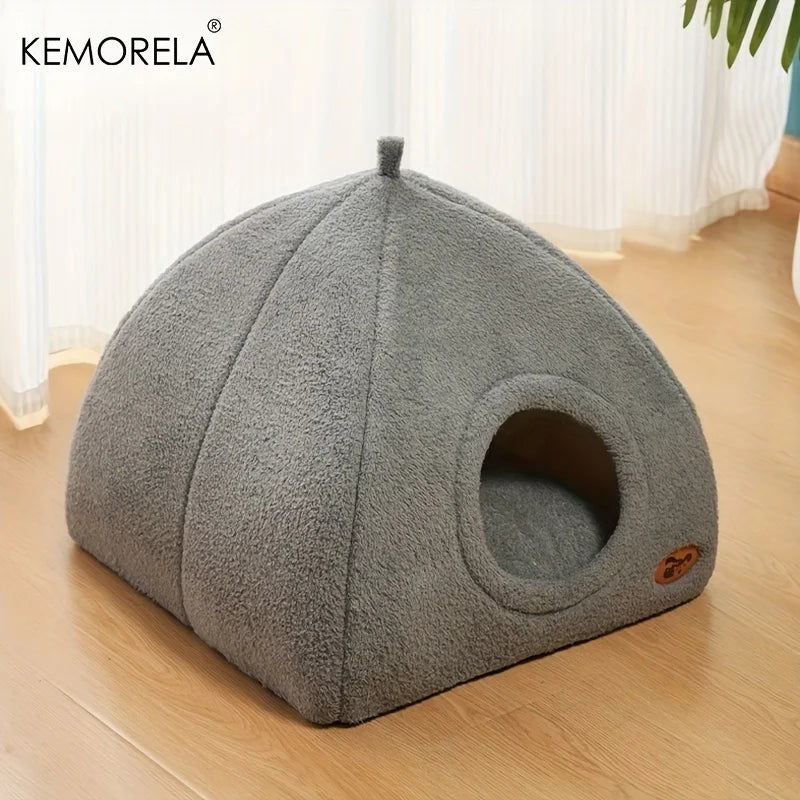 KEMORELA 2-in-1 Cat House Tent Bed – Washable Cushion Cat House Bed Axl Dark gray L