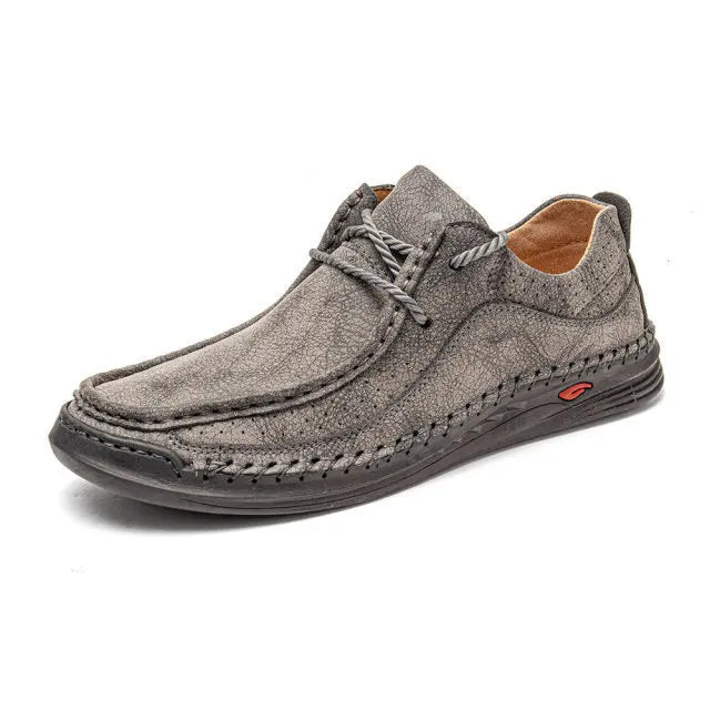 YBQJOO Men's PU Leather Casual Sneakers – Plus Size Lace-Up Men's Casual Sneakers Axl Gray 39
