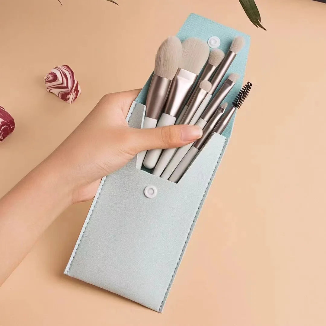 Professional Makeup Brush Set – Contour, Highlight & Eye Shadow Makeup Brush Set Axl Light green 8 pieces