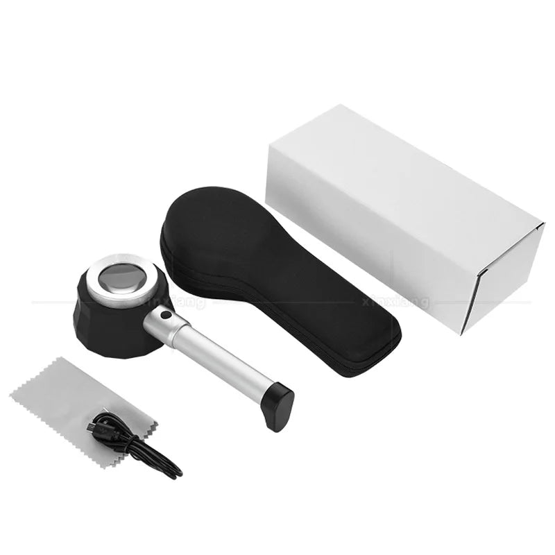 10X LED Handheld Magnifier with Measuring Scale & 3 Lamps Illuminated Magnifier Axl