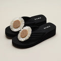 Women's Floral Wedge Platform Slippers – Breathable Beach Slides Wedge Platform Slippers Axl black 38