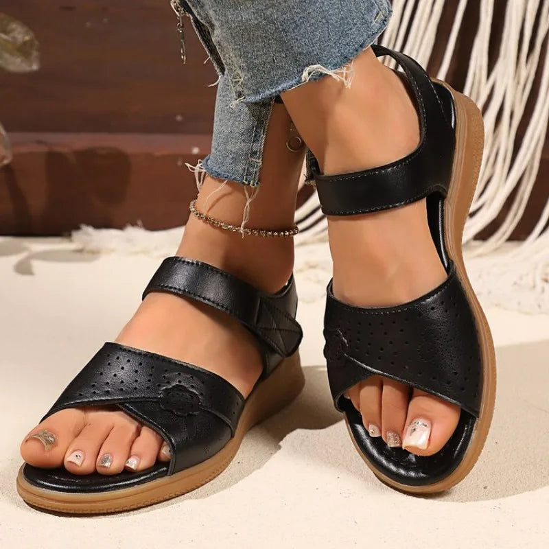 Women's Silver Platform Sandals – Hook & Loop Casual Summer Women's Sandals Axl 35 black