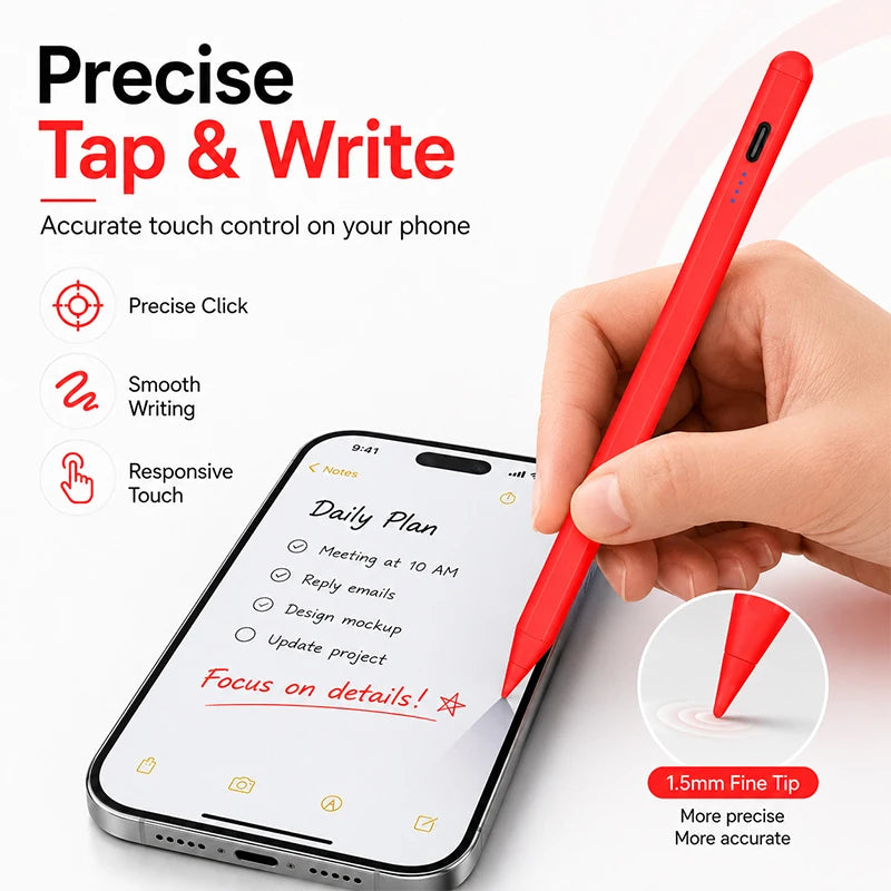 Universal Capacitive Stylus Pen – 18H Battery, Magnetic USB-C Capacitive Stylus Pen Axl