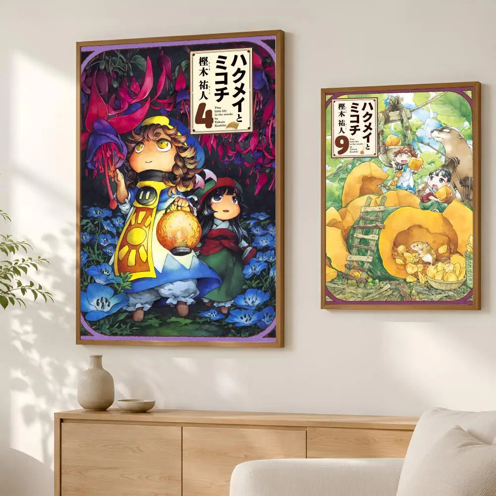 Hakumei and Mikochi Self-Stick HD Waterproof Wall Art Poster Anime Wall Poster Axl