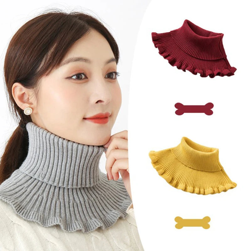 Knitted Detachable Fake Collar – Warm Turtleneck Neck Scarf Detachable Fake Collar Axl