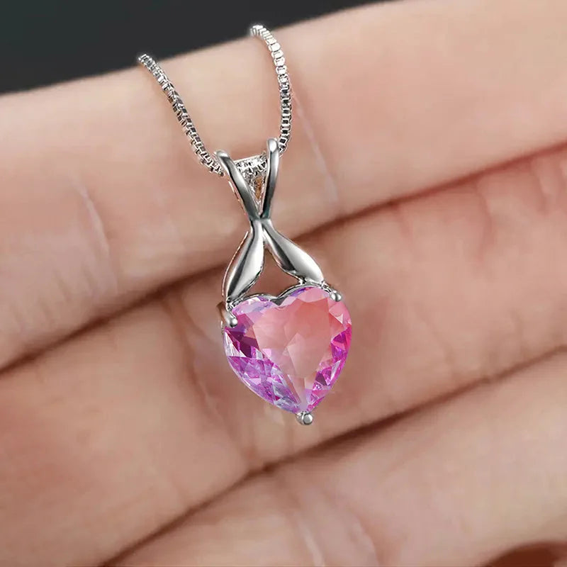 Huitan Heart CZ Pendant Necklace – Women's Fashion Jewelry Pendant Necklace Axl