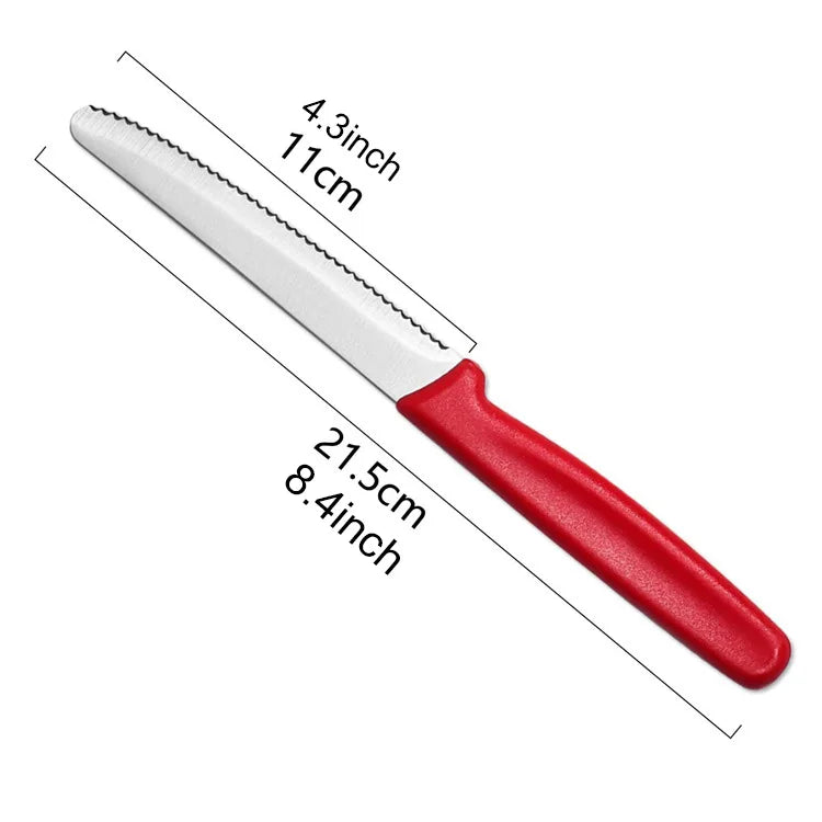 Serrated Stainless Steel Steak & Bread Knife Set (1–8 Pcs) Kitchen Knife Set Axl Knife-Red-1PC