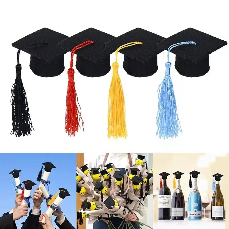 Mini Felt Graduation Caps with Tassels – Party Decor 5/10 Pack Party Decoration Axl
