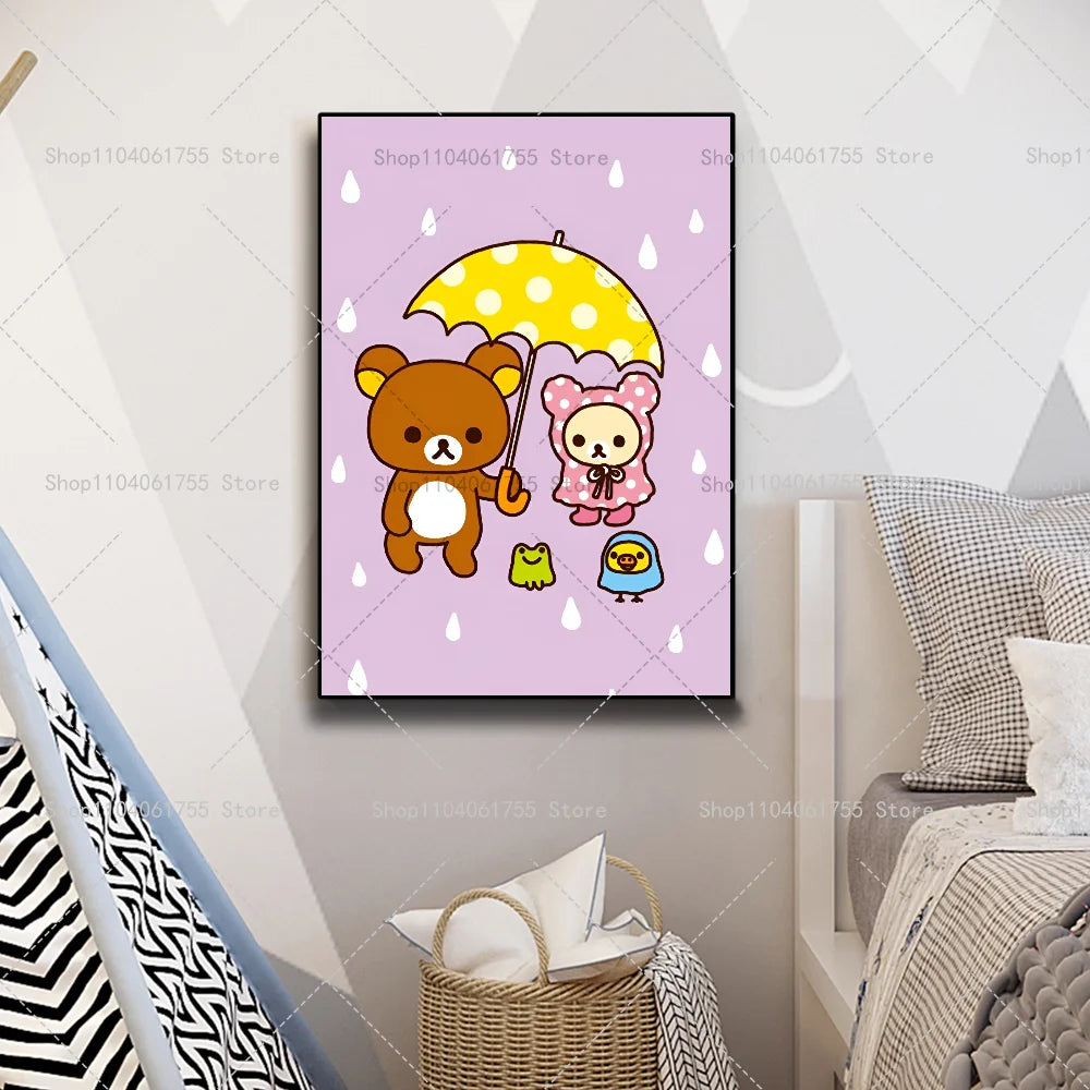 Rilakkuma Anime Cartoon Wall Poster – Waterproof Self-Adhesive Anime Wall Poster Axl