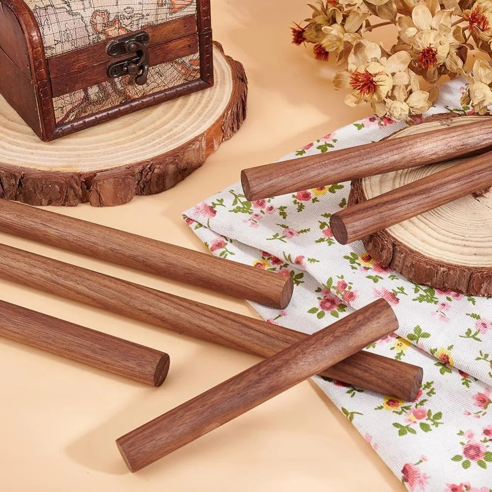 6-Pack Walnut Wood Dowel Rods 11.8" Unfinished Round Craft Sticks Wood Dowel Rods Axl