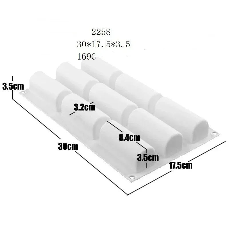 9-Cavity Silicone Long Bar Mold – Chocolate, Mousse & Cake Silicone Baking Mold Axl