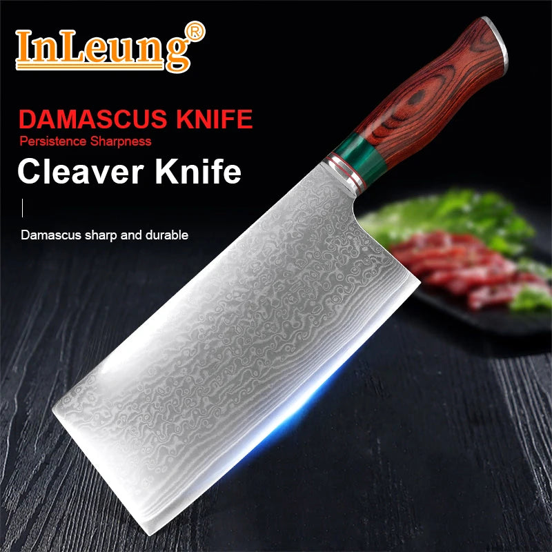 Damascus Steel Cleaver | Professional Chef Kitchen Knife Damascus Cleaver Knife Axl