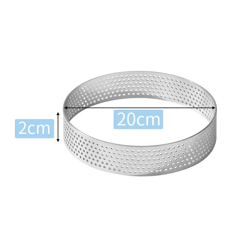 Perforated Stainless Steel Tart Ring | French Flan Baking Mold Tart Baking Mold Axl 20cm