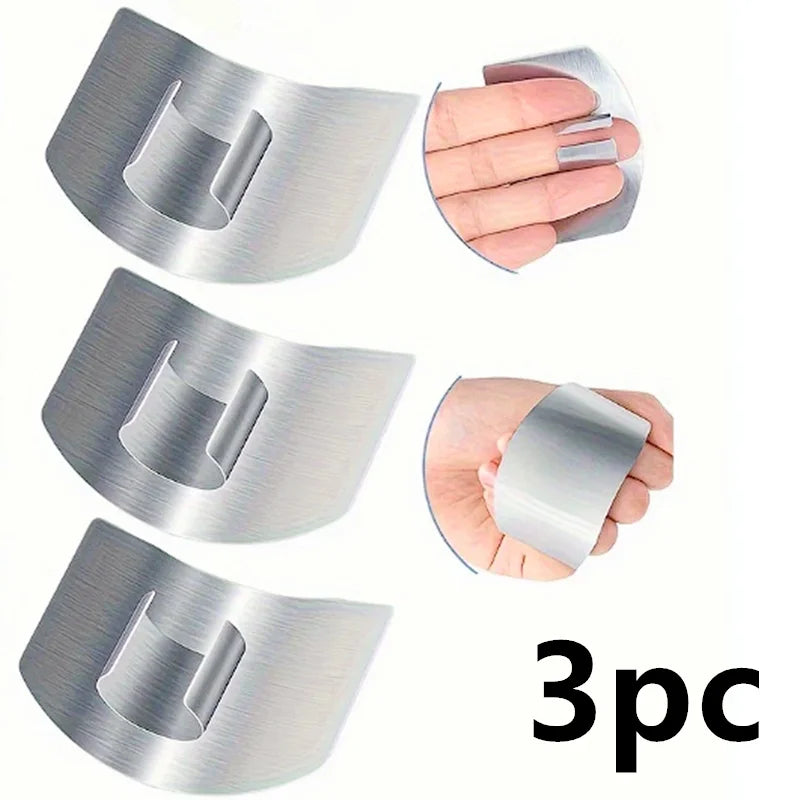 Stainless Steel Finger Guard – Safe Vegetable Slicer Tool Kitchen Safety Tool Axl Silver3pc