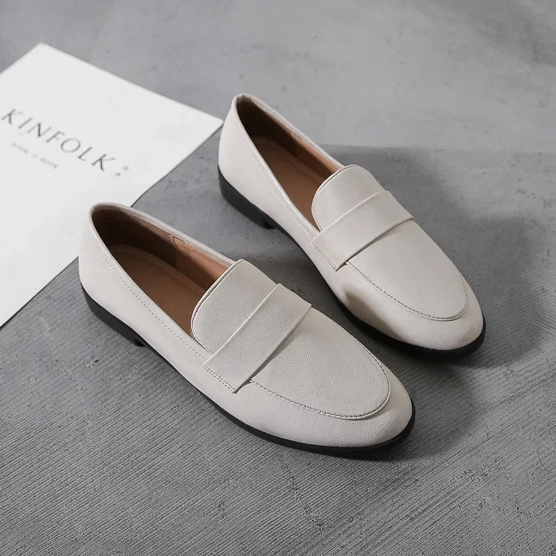 Women's Vintage British Loafers – Slip-On Flat Casual Shoes Women's Flat Loafers Axl