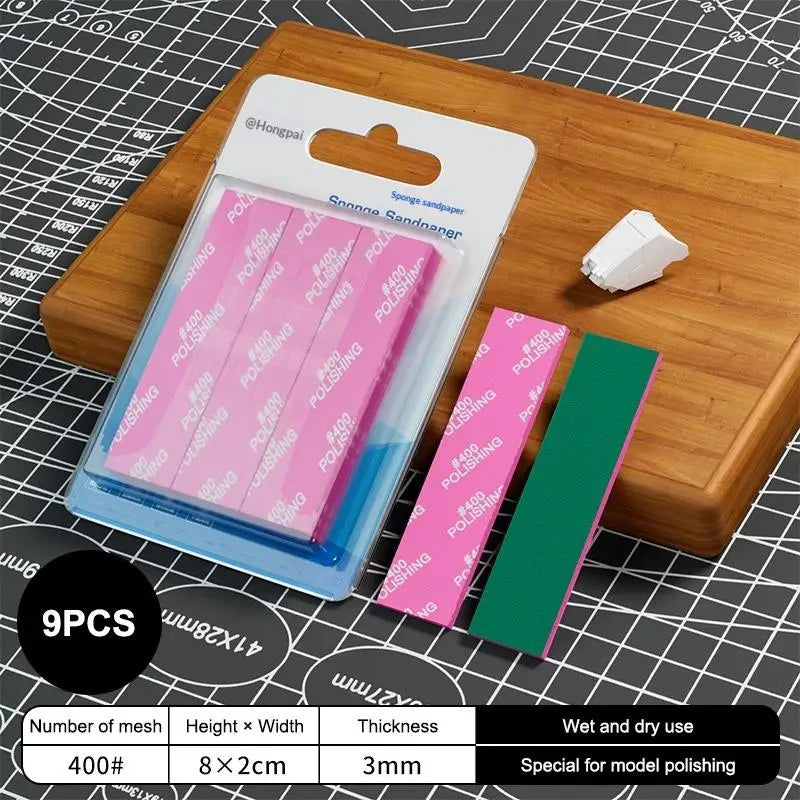 Wet/Dry Sponge Sandpaper Set 9/12 Pcs – #400 to #2000 Grit Sanding & Polishing Kit Axl 400 Mesh