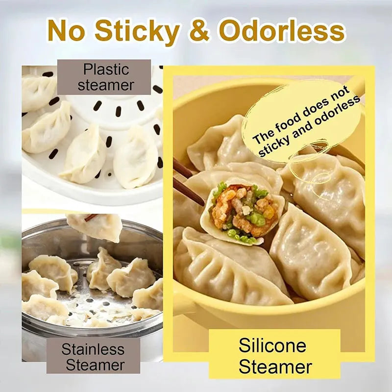 Silicone Microwave Steamer Bowl with Lid – 40oz Veggie Cooker Microwave Steamer Axl