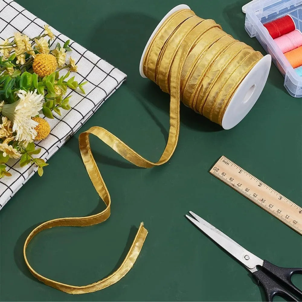 Gold Piping Bias Tape 54 Yards – 12mm Polyester Upholstery Trim Sewing Piping Trim Axl