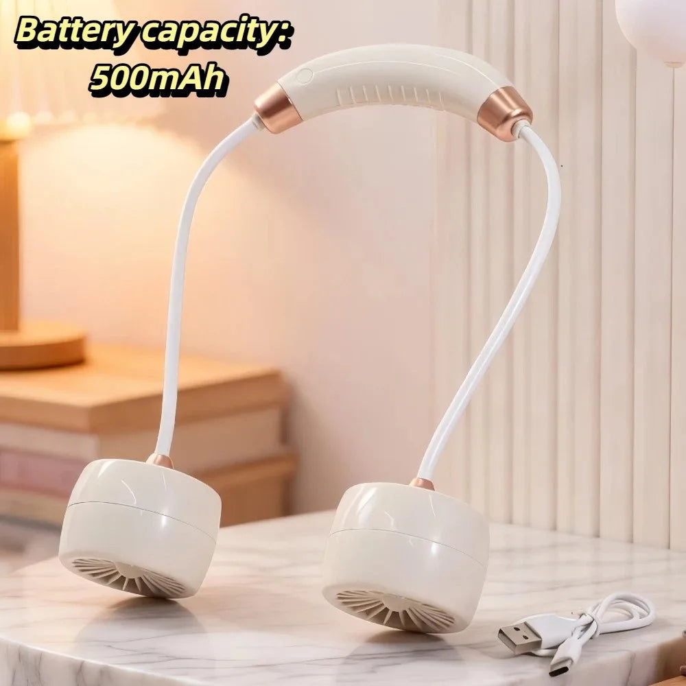 Wearable Neck Fan – Foldable Rechargeable Turbine Cooling Fan Wearable Neck Fan Axl White