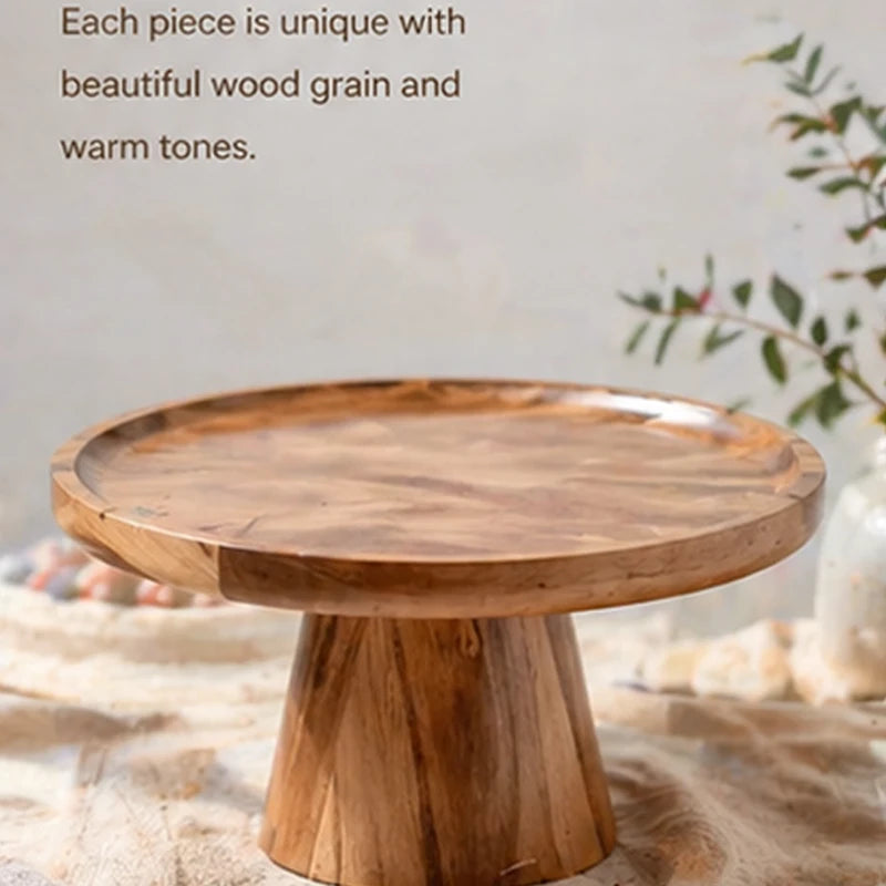 Elevated Wooden Cake & Fruit Serving Tray | Natural Wood Stand Wooden Serving Tray Axl