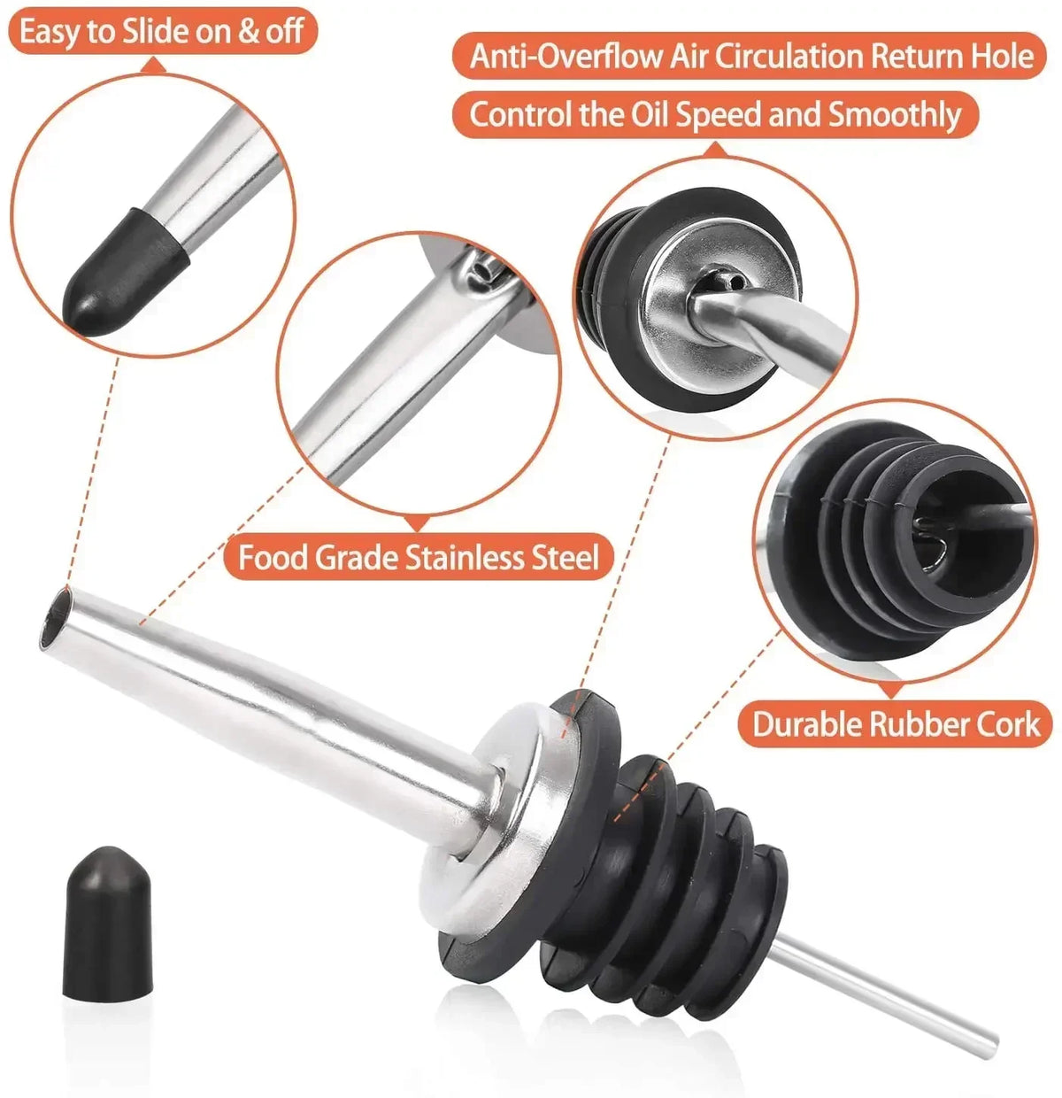 304 Stainless Steel Bottle Pourers – Bar & Wine Pour Spouts Bar Pour Spout Axl