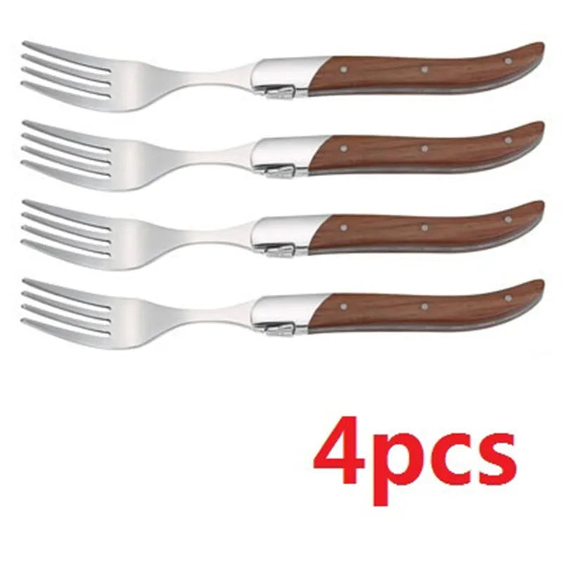 Laguiole Steak Knives Rosewood Handle Set 2–10 Pcs | 8.25" Steak Knife Set Axl 4pcs fork